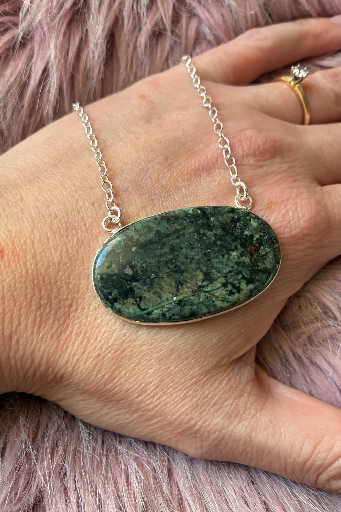 Safari Chic African Turquoise Pendant Necklace