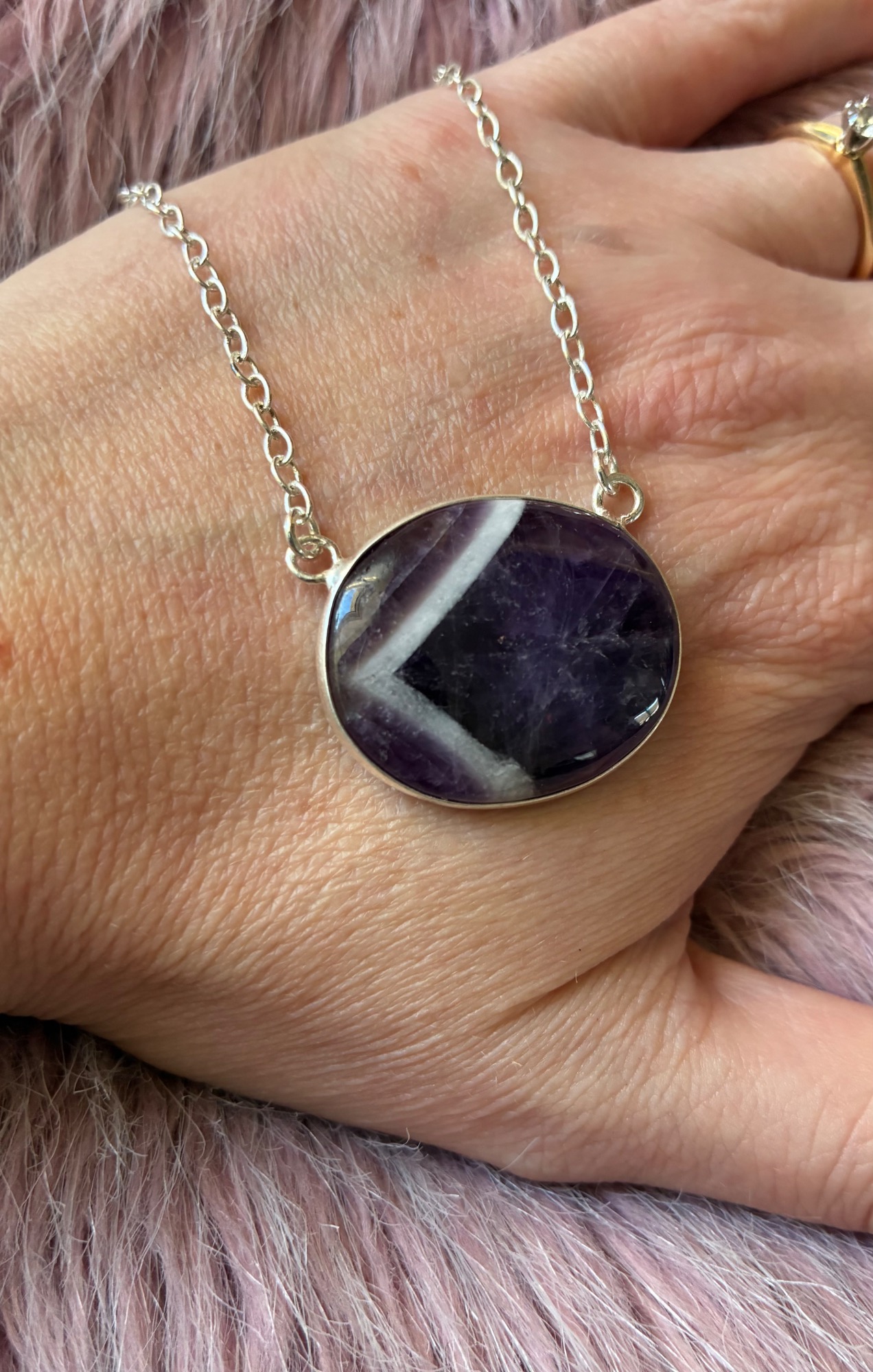 Amethyst Oval Pendant Necklace - Image 2