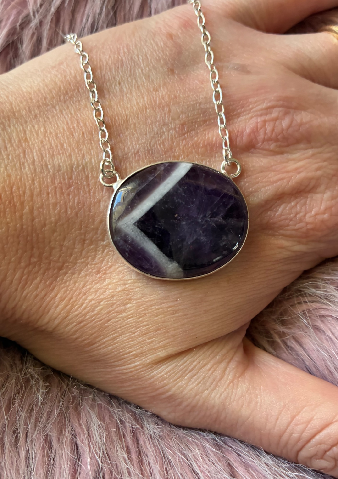 Amethyst Oval Pendant Necklace