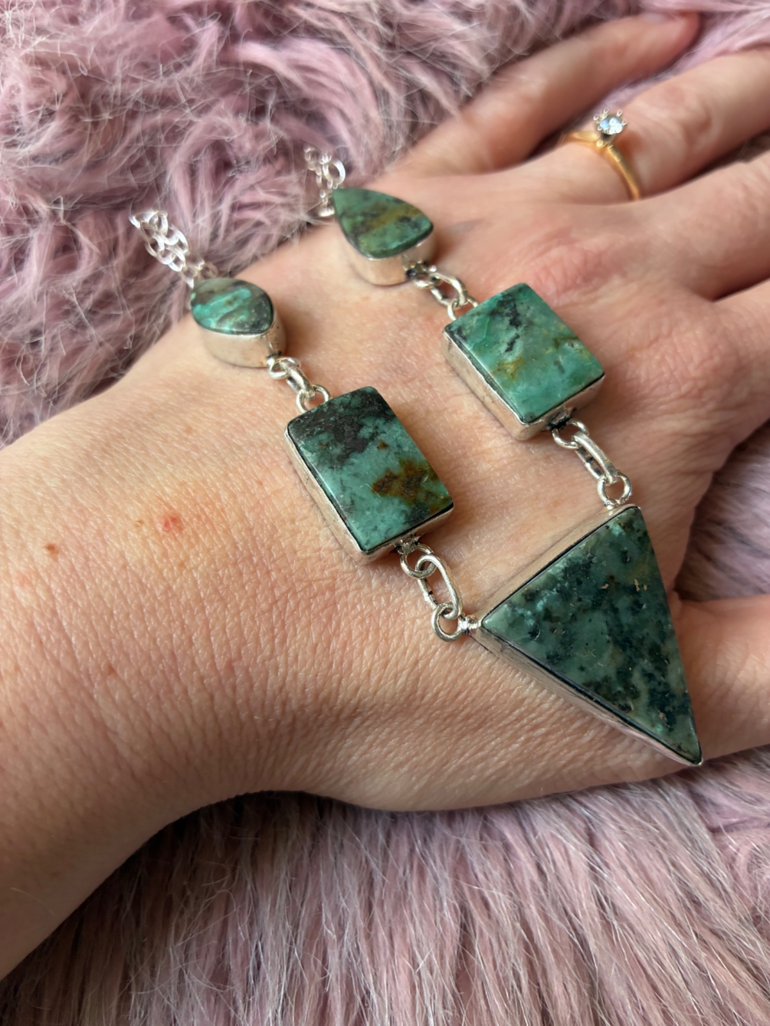 Safari Chic African Turquoise Cascade Necklace