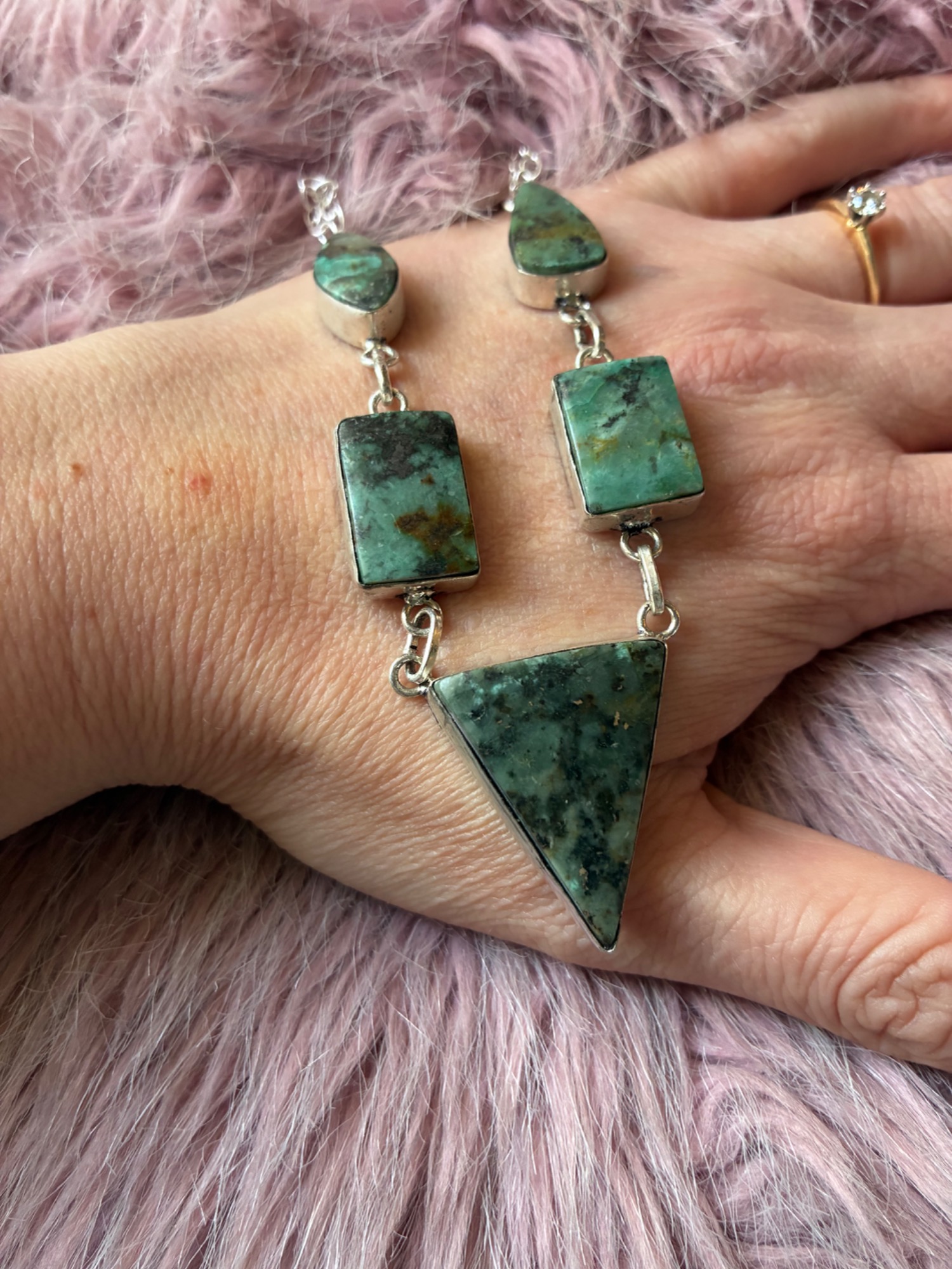 Safari Chic African Turquoise Cascade Necklace - Image 2