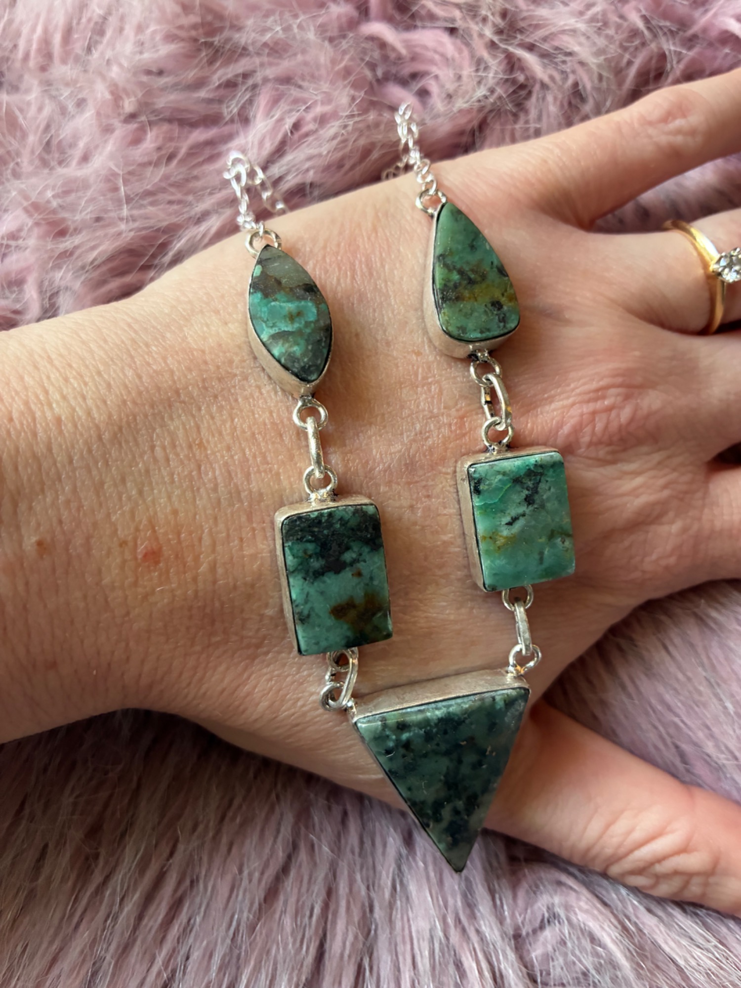 Safari Chic African Turquoise Cascade Necklace - Image 3
