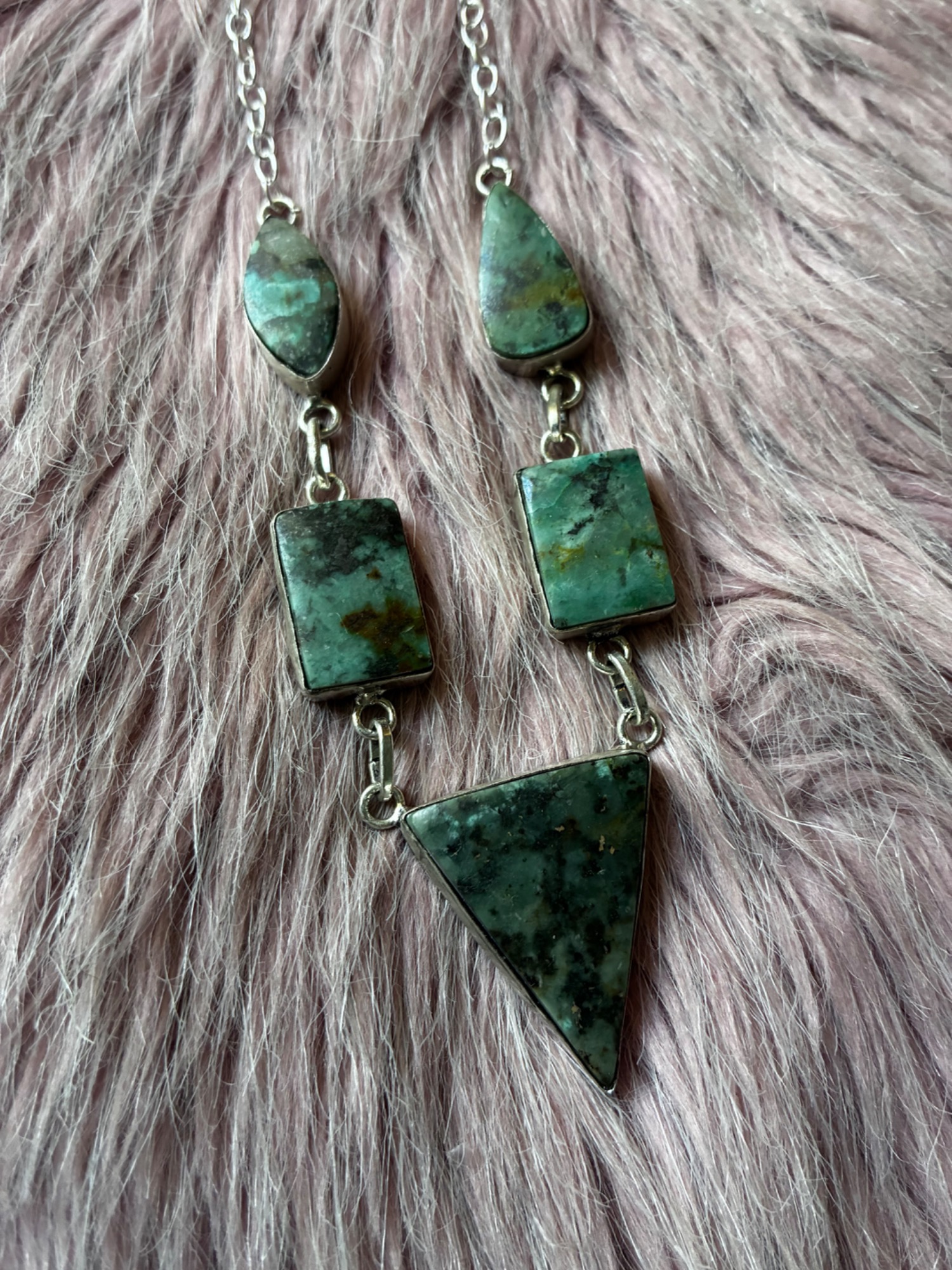 Safari Chic African Turquoise Cascade Necklace - Image 4