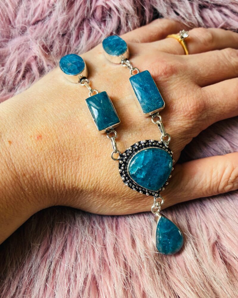 Ocean Serenade Blue Apatite Cascade Pendant Necklace